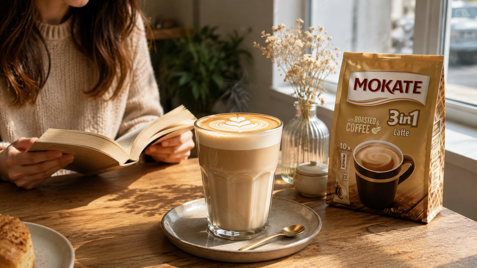 Jemné latte s latte art v moderní kavárně – krémová mléčná káva ideální pro relaxaci a pohodové ranní chvíle
